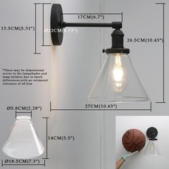 Phansthy Black Industrial Wall Sconce Light Single Light Wall Lamp 7.3 Inches