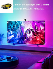TV LED Backlight with Camera for 55-65 Inch Screens, 13Ft LED Strip Lights Sync