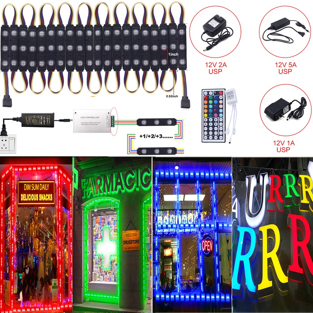 10-160ft 5050 Module light 3 LED Store Front Window Showcase Sign Lamp IP65 12V