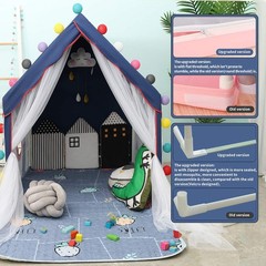 Kids Tents Indoor Playhouses Boys 9.9Ft Star String Lights Blue Tent for Upgr…