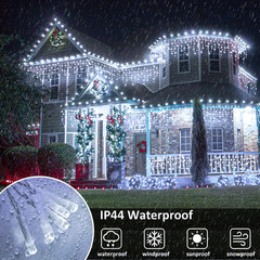 98FT 1216 LED Icicle Lights for Outside, 8 Modes 228 Drops, Cool White | Icicle