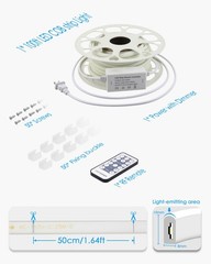 AC 110V~120V COB Led Strip Lights 100FT/30M White Led Rope Lights Outdoor Wat…