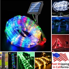LED Solar Rope Fairy String Strip Lights Outdoor Garden Patio Backyard Pool USA