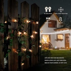 50 LED Solar Powered Bee String Lights Outdoor Yard Garden Decor Waterproof Lamp