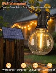 25Ft Solar String Lights Outdoor Waterproof with Remote Dimmable 3 Modes Patio