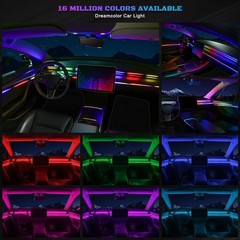 RGB Car LED Strip Lights, 175″ Music Sync Fiber Optic Ambient Lighting Kit