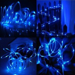 105FT Blue Solar LED Rope Lights 8 Mode Outdoor Waterproof for Home Garden Lamp