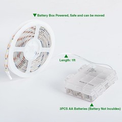 Dimmable 13.2ft Battery Powered LED Strip Lights, Warm White, Waterproof, Remote