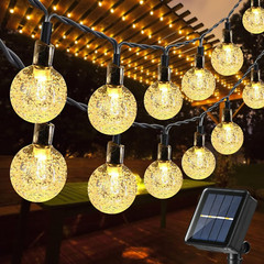 Solar String Lights Outdoor, 36Ft 60 LED Globe String Lights, Waterproof Crystal