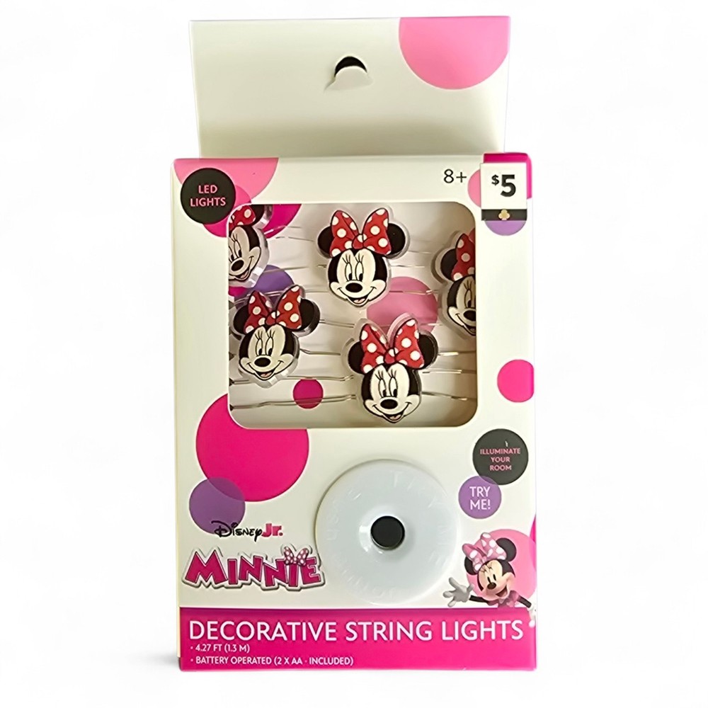 Disney Jr Minnie Mouse String Lights Battery Operated LED Room Decor New