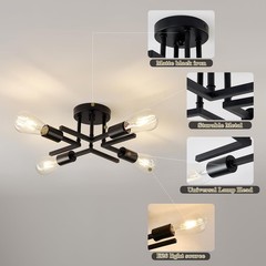 Asgyisa Industrial 4-Lights Semi Flush Mount Ceiling Light Fixture Modern Metal