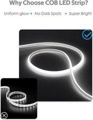 Samsion 65.6FT COB Led Strip Lights Cold White AC 110V~120V 20M,