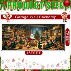 Tingjoo 7 x 16 ft Christmas Garage Door Cover Banner 7 x 16 ft, red