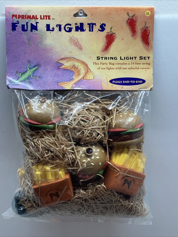Fun Lights String Light Set Hamburgers And Fries Primal Lite Set 10 Blow Mold
