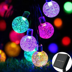 Solar Crystal Globe String Lights 60 LED IP65 Waterproof 8 Modes Garden Decor