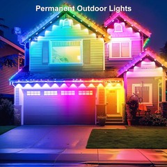 150FT – 108 Lights Rainbow LED Permanent Outdoor Light – RGB+White 2024 NEW