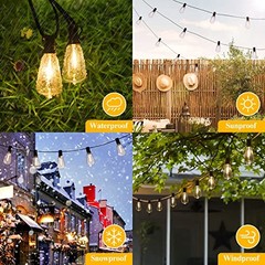 BRIGHTEVER 50FT OUTDOOR STRING LIGHTS WATERPROOF, 2700K BRIGHT LED PATIO –