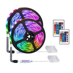 2 Pack LED Strip Lights with 24 Key Remote, Battery Powered for Party & DIY Deco