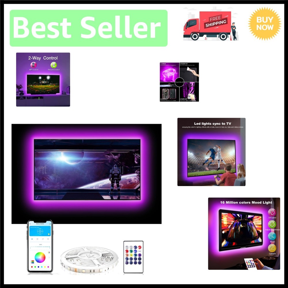 20ft Smart LED Strip Lights for Gaming & TV with App Control and Timer Functions