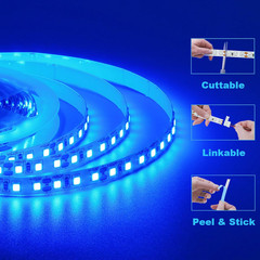 16.4ft Blue LED Strip Lights 600 LEDs SMD2835 Flexible 12V Tape Light IP20