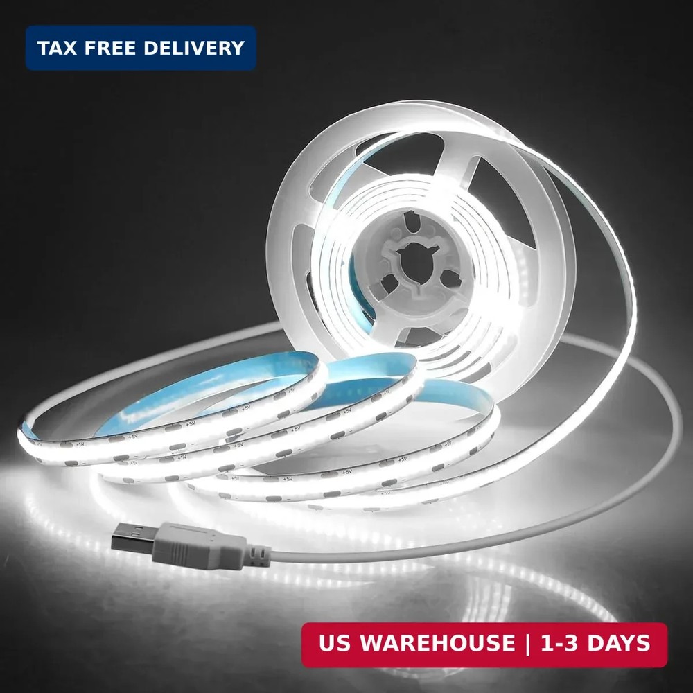 Aclorol USB COB LED Strip Lights for TV 5V USB Powered LED Tape Lights Daylight