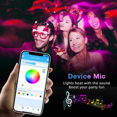 50Ft Bluetooth LED Strip Light Music Sync 5050 LED Color Changing Phone Remote