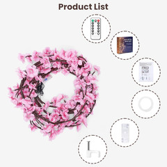 5.3 FT 144 LED Cherry Blossom Tree Branch Lights for Wall,8 Modes Pink Cherry