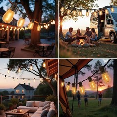 100FT Solar String Lights S14 Shatterproof Waterproof for Patio Garden Outdoor