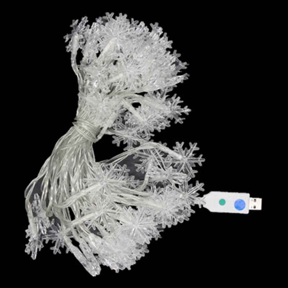 USB Snowflake LED Fairy String Lights Christmas Indoor Decor Lighting