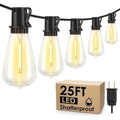 Dimmable 25ft Outdoor String Lights LED Waterproof Shatterproof Energy Saving US