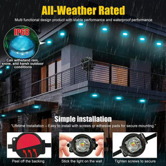 150 Ft. Black RGB Wired LED Outdoor 2In1 Eaves/Ground Lights: IP67 Waterproof, R