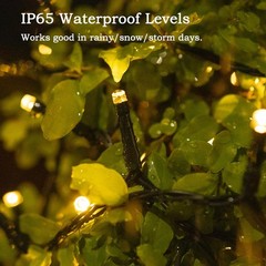66FT 200LEDs Fairy Lights Solar Powered,Black PVC Wire,Warm White