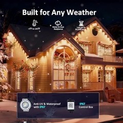 300Ft Permanent Outdoor Lights for House, App & Remote Control, RGB Smart Eaves.