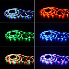 16FT Waterproof LED Strip Light 12V US Power Full Kit SMD 24 Key Remote RGB 3528