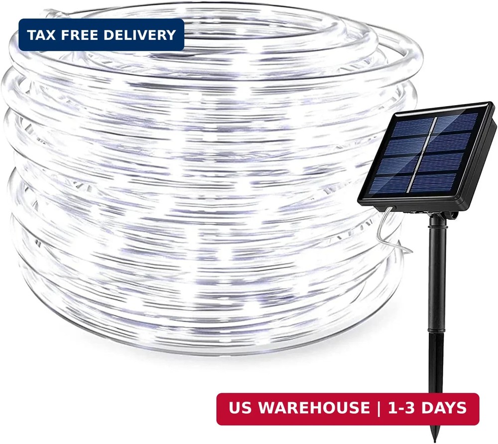 RUICHEN Solar Rope Lights Outdoor 16.5 Ft 50 LED String Lights, Cool White | 8 M