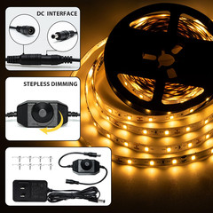 10Ft Warm White LED Strip Lights, Dimmable Tape Lighting with Remote & Adhesive