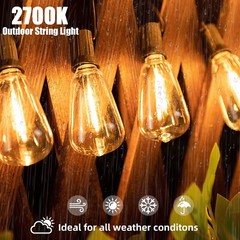 Outdoor Led String Light Plug in 50FT LED Lights with 25 Shatterproof 2700K ST38