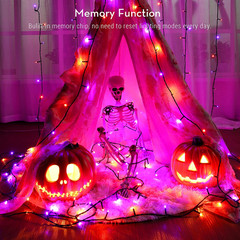 Purple & Orange Halloween Lights Outdoor, 98.42 Ft, 300 LED | Indoor String Ligh