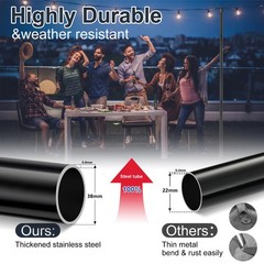 Euijoip 10Ft String Light Poles Spiral Ground Stakes 38Mm Adjustable Height