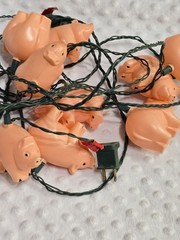Vintage Farm Pig 14’ String Light Set Blow Mold Primal Lite Pack O Piggie 1990