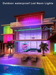 100Ft LED Neon Rope Lights with App and Remote Control, IP65 Waterproof Neon Str