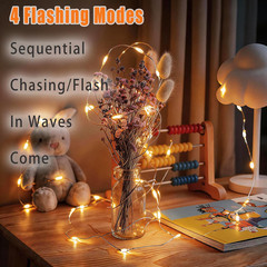 3 Pack Rechargeable Fairy Lights 10Ft 30 LED, 4 Modes Battery Copper Wire String