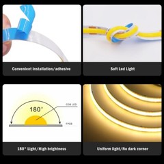 COB LED Strip Light 5V 320LEDs/M Motion Sensor Dimmable Flexible DIY Backlight