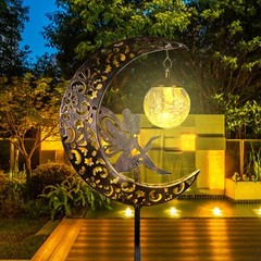 Solar Garden Lights Outdoor Decor,Moon Fairy Crackle Glass Lights,Waterproof …