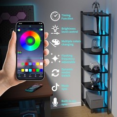 Corner Shelf Light Strip LED Music Sync Adjustable Smart Light Unit Space Saver
