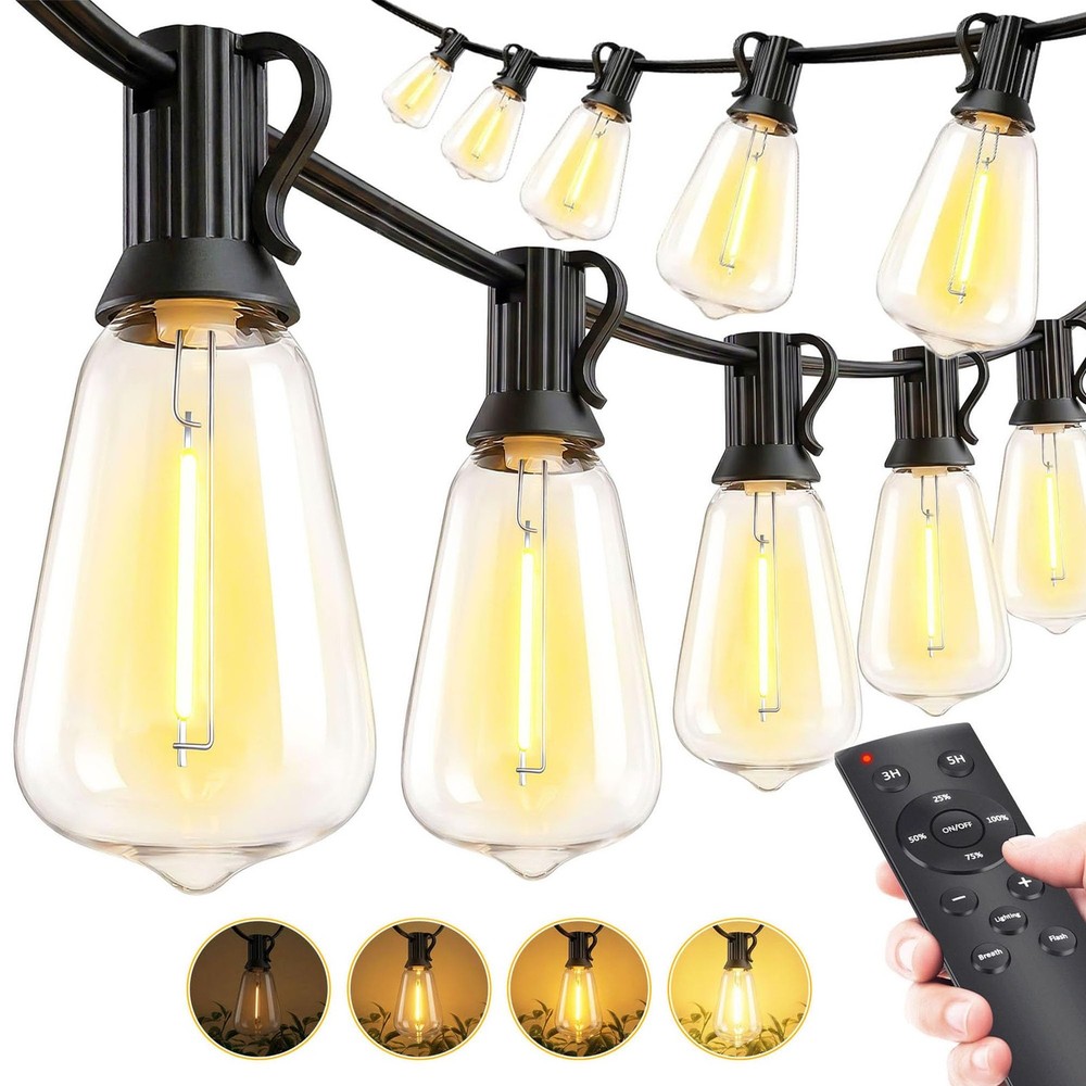 Outdoor String Led Patio Lights – 50Ft 15M Outside Waterproof Light With Remo…