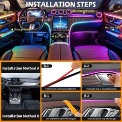 Acrylic Interior Car LED Lights with Wireless APP 6 in 1,Ambient Lighting Kits