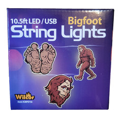 Bigfoot String Lights 10.5 ft LED USB 20-light set camping kids decor sasquatch