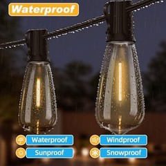 100FT LED Outdoor String Lights Waterproof, Edison Lights for Outside | with …