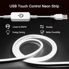 USB 5v Led Neon Strip Light Touch Switch Dimmable For Kitchen Bookshelf Wardrobe
